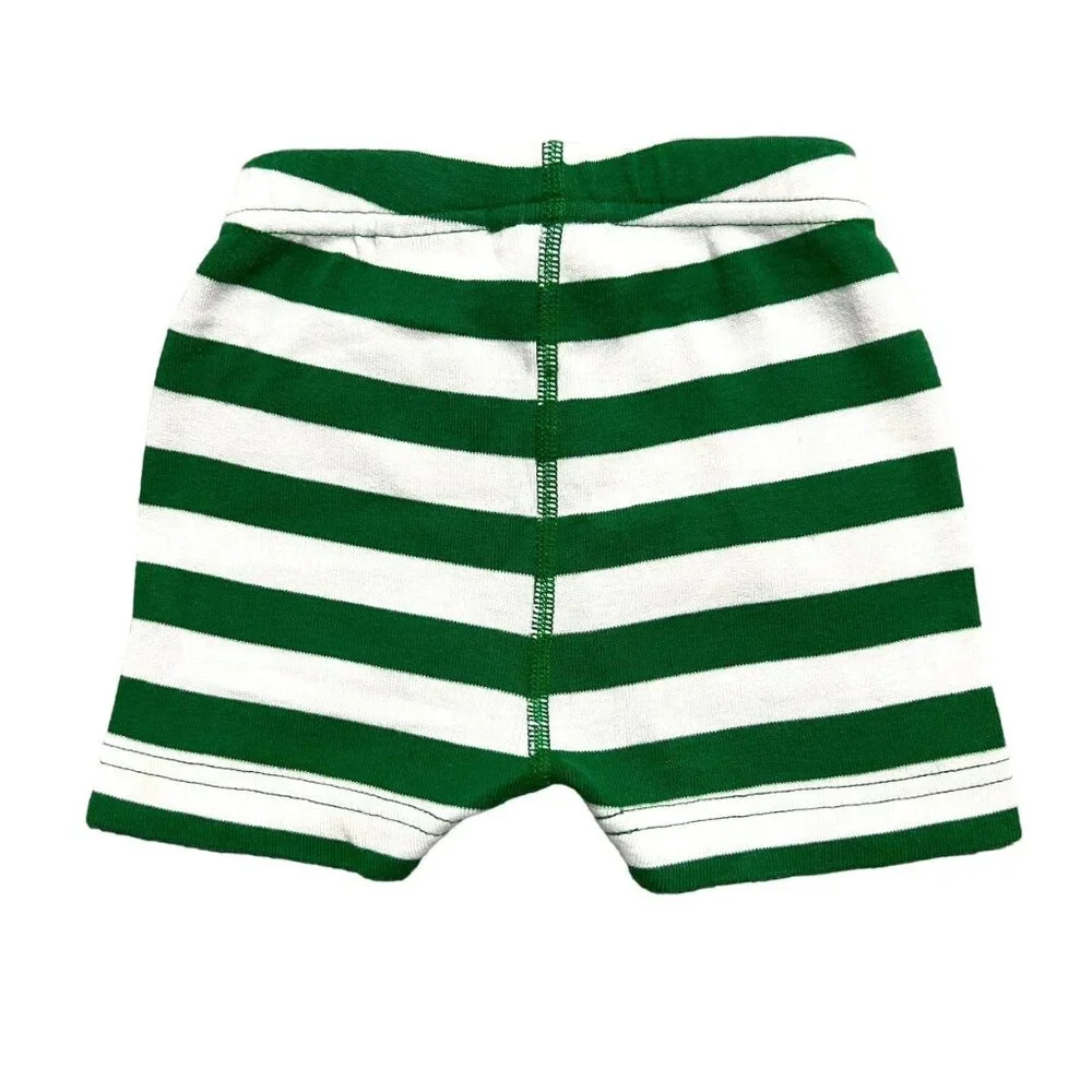 Hanna Andersson Sz 80 (18-24m) Green Striped Christmas Short Pajamas